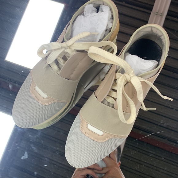 Bilo Neoprene Slip On Sneaker in Beige Leather and Suede with decorative Laces - Picture 8 of 10